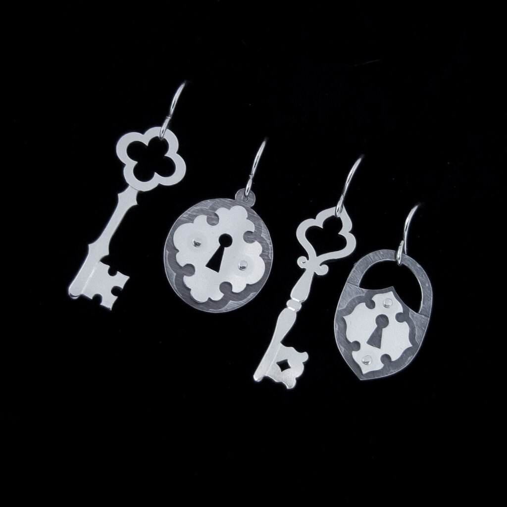 lock and key earrings